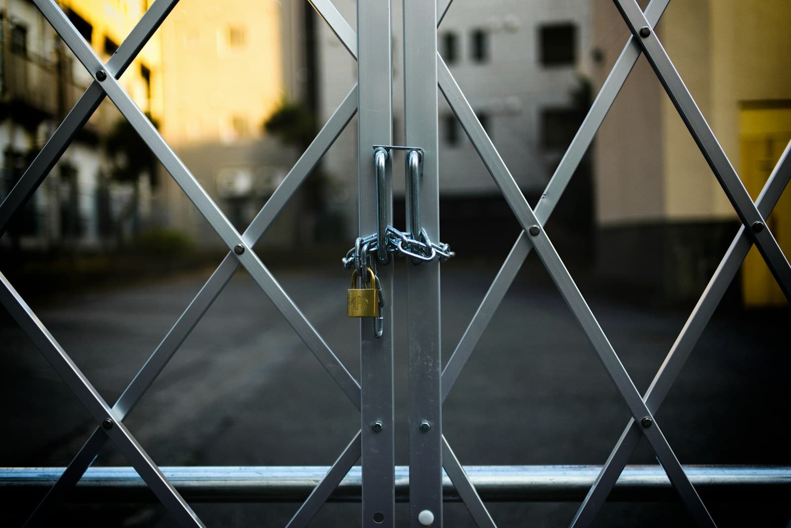 A padlocked metal gate